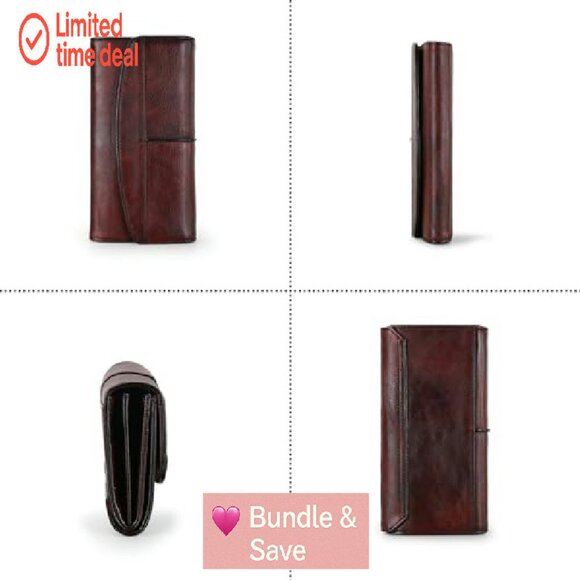 Large Capacity Leather Wallet Clutch Organizer with 18 Card Slots - Picture 6 of 8